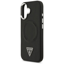 GUESS dėklas, skirtas IPHONE 17, suderinamas su „MagSafe GUHMP17SPSDTSCMK“ (PU su trikampio logotipu), juodas