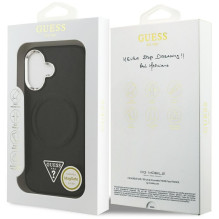 GUESS dėklas, skirtas IPHONE 17, suderinamas su „MagSafe GUHMP17SPSDTSCMK“ (PU su trikampio logotipu), juodas