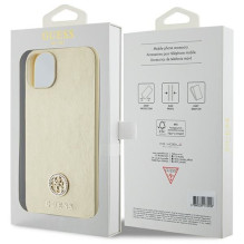 GUESS case for IPHONE 13 / 14 / 15 GUHCP15SPS4DGPD (Leather 4G Metal Logo Strass) gold