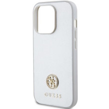 GUESS dėklas, skirtas IPHONE 15 Pro GUHCP15LPS4DGPS (straso metalo logotipas), sidabrinis