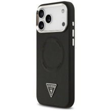 GUESS case for IPHONE 17 Pro Max compatible with MagSafe GUHMP17XPSDTSCMK (PU W / Triangle Logo) black