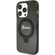 Original faceplate case GUESS GUHMP15XHRSGSK for iPhone 15 Pro Max (Compatible with Magsafe / Glitter Script Logo / Ring