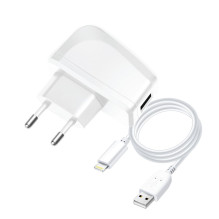 Telefono įkroviklis Blue Star Lite USB A 1A 5W + laidas USB A į Lightning TFK-TC-1095B baltas Telefono įkroviklis Blue Star Lite USB A 1A 5W + laidas USB A į Lightning TFK-TC-1095B baltas