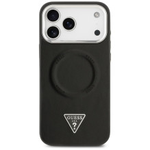 GUESS dėklas, skirtas IPHONE 17 Pro Max, suderinamas su MagSafe GUHMP17XPSDTSCMK (PU su trikampio logotipu), juodas