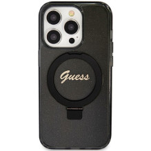 Original faceplate case GUESS GUHMP15XHRSGSK for iPhone 15 Pro Max (Compatible with Magsafe / Glitter Script Logo / Ring