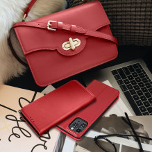 Atverčiamas dėklas, skirtas „iPhone 17 Smart Pro Book“, odinis, bordo spalvos