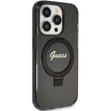 Original faceplate case GUESS GUHMP15XHRSGSK for iPhone 15 Pro Max (Compatible with Magsafe / Glitter Script Logo / Ring