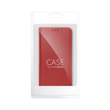 Atverčiamas dėklas, skirtas „iPhone 17 Smart Pro Book“, odinis, bordo spalvos