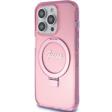 GUESS case for IPHONE 15 Pro compatible with MagSafe GUHMP15LHRSGSP (Glitter Script Logo Ring stand) pink GUESS case for IPHONE 15 Pro compatible with MagSafe GUHMP15LHRSGSP (Glitter Script Logo Ring stand) pink