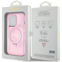 GUESS case for IPHONE 15 Pro compatible with MagSafe GUHMP15LHRSGSP (Glitter Script Logo Ring stand) pink GUESS case for IPHONE 15 Pro compatible with MagSafe GUHMP15LHRSGSP (Glitter Script Logo Ring stand) pink