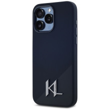 KARL LAGERFELD case for IPHONE 15 Pro compatible with MagSafe KLHMP15LSCMKMPCK (Silicone Initial Metal Logo) black