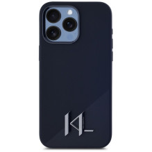 KARL LAGERFELD case for IPHONE 15 Pro compatible with MagSafe KLHMP15LSCMKMPCK (Silicone Initial Metal Logo) black