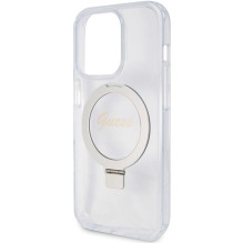 GUESS dėklas, skirtas IPHONE 15 Pro, suderinamas su „MagSafe GUHMP15LHRSGSD“ (blizgantis Script Logo Ring stovas), skaid GUESS dėklas, skirtas IPHONE 15 Pro, suderinamas su „MagSafe GUHMP15LHRSGSD“ (blizgantis Script Logo Ring stovas), skaid