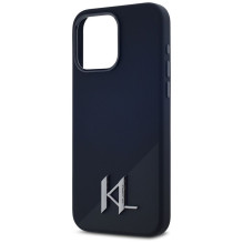 KARL LAGERFELD case for IPHONE 15 Pro compatible with MagSafe KLHMP15LSCMKMPCK (Silicone Initial Metal Logo) black