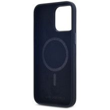 KARL LAGERFELD case for IPHONE 15 Pro compatible with MagSafe KLHMP15LSCMKMPCK (Silicone Initial Metal Logo) black