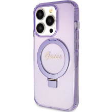Original faceplate case GUESS GUHMP15XHRSGSU for iPhone 15 Pro Max (Compatible with Magsafe / Glitter Script Logo / Ring