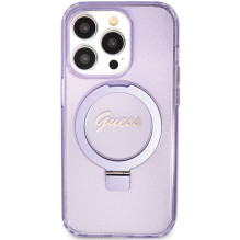 Original faceplate case GUESS GUHMP15XHRSGSU for iPhone 15 Pro Max (Compatible with Magsafe / Glitter Script Logo / Ring