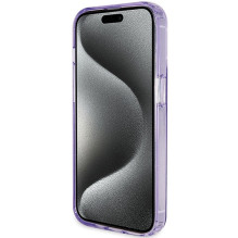 Original faceplate case GUESS GUHMP15XHRSGSU for iPhone 15 Pro Max (Compatible with Magsafe / Glitter Script Logo / Ring