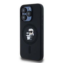 KARL LAGERFELD case for IPHONE 15 Pro compatible with MagSafe KLHMP15LSCMKCRHK (Silicone KC Body Ring) black
