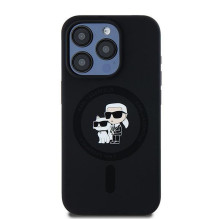 KARL LAGERFELD dėklas, skirtas IPHONE 15 Pro, suderinamas su MagSafe KLHMP15LSCMKCRHK (silikono KC korpuso žiedas), juod