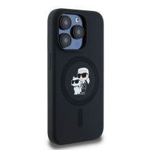KARL LAGERFELD case for IPHONE 15 Pro compatible with MagSafe KLHMP15LSCMKCRHK (Silicone KC Body Ring) black
