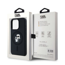 KARL LAGERFELD case for IPHONE 15 Pro compatible with MagSafe KLHMP15LSCMKCRHK (Silicone KC Body Ring) black