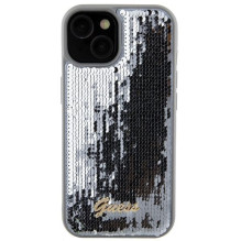 GUESS case for IPHONE 13 / 14 / 15 GUHCP15SPSFDGSS (Sequin Script Metal) silver
