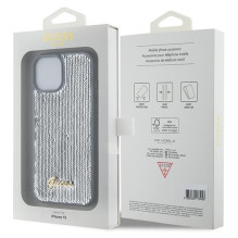 GUESS case for IPHONE 13 / 14 / 15 GUHCP15SPSFDGSS (Sequin Script Metal) silver