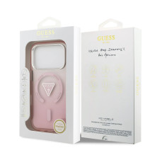 GUESS dėklas, skirtas IPHONE 17 Pro, suderinamas su MagSafe GUHMP17LHGTMLCGP (IML gradiento su trikampio logotipu), roži