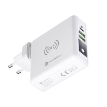 Multifunction charger Forcell F-Energy 4in1 2 x USB A + USB C 15W + power bank 8000mAh + wireless charging white Multifunction charger Forcell F-Energy 4in1 2 x USB A + USB C 15W + power bank 8000mAh + wireless charging white