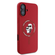 KARL LAGERFELD case for IPHONE 16 Plus compatible with MagSafe KLHMP16MSCMKCRHR (Silicone KC Body Ring) red