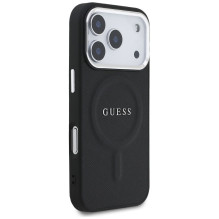 GUESS dėklas, skirtas IPHONE 17 Pro, suderinamas su MagSafe GUHMP17LPSAREGSK (PU su klasikiniu logotipu), juodas