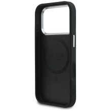 GUESS dėklas, skirtas IPHONE 17 Pro, suderinamas su MagSafe GUHMP17LPSAREGSK (PU su klasikiniu logotipu), juodas