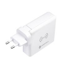 Daugiafunkcis įkroviklis Forcell F-Energy 4in1 2 x USB A + USB C 15W + išorinė baterija 8000mAh + belaidis įkrovimas, ba Daugiafunkcis įkroviklis Forcell F-Energy 4in1 2 x USB A + USB C 15W + išorinė baterija 8000mAh + belaidis įkrovimas, ba