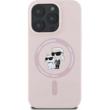 KARL LAGERFELD case for IPHONE 16 Plus compatible with MagSafe KLHMP16MSCMKCRHP (Silicone KC Body Ring) pink