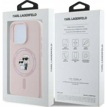 KARL LAGERFELD case for IPHONE 16 Plus compatible with MagSafe KLHMP16MSCMKCRHP (Silicone KC Body Ring) pink