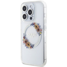 GUESS case for IPHONE 15 Pro compatible with MagSafe GUHMP15LHFWFCT (Flowers Wreath) transparent GUESS case for IPHONE 15 Pro compatible with MagSafe GUHMP15LHFWFCT (Flowers Wreath) transparent