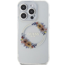 GUESS case for IPHONE 15 Pro compatible with MagSafe GUHMP15LHFWFCT (Flowers Wreath) transparent GUESS case for IPHONE 15 Pro compatible with MagSafe GUHMP15LHFWFCT (Flowers Wreath) transparent