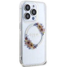 GUESS case for IPHONE 15 Pro compatible with MagSafe GUHMP15LHFWFCT (Flowers Wreath) transparent GUESS case for IPHONE 15 Pro compatible with MagSafe GUHMP15LHFWFCT (Flowers Wreath) transparent