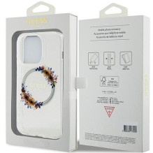 GUESS case for IPHONE 15 Pro compatible with MagSafe GUHMP15LHFWFCT (Flowers Wreath) transparent GUESS case for IPHONE 15 Pro compatible with MagSafe GUHMP15LHFWFCT (Flowers Wreath) transparent