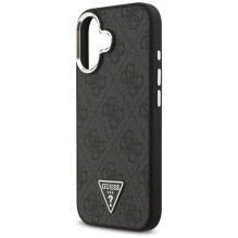 GUESS dėklas, skirtas IPHONE 17, suderinamas su „MagSafe GUHMP17SP4TSRCMK“ (PU 4G W / trikampio logotipas SL), juodas