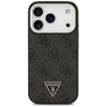 GUESS dėklas, skirtas IPHONE 17 Pro, suderinamas su MagSafe GUHMP17LP4TSRCMK (PU 4G W / trikampio logotipas SL), juodas