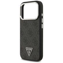GUESS dėklas, skirtas IPHONE 17 Pro, suderinamas su MagSafe GUHMP17LP4TSRCMK (PU 4G W / trikampio logotipas SL), juodas