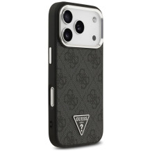 GUESS dėklas, skirtas IPHONE 17 Pro, suderinamas su MagSafe GUHMP17LP4TSRCMK (PU 4G W / trikampio logotipas SL), juodas