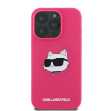 KARL LAGERFELD IPHONE 16 Pro Max dėklas, suderinamas su MagSafe KLHMP16XSCHPPLF (su sidabriniu Choupette galvos raštu), 
