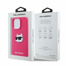 KARL LAGERFELD IPHONE 16 Pro Max dėklas, suderinamas su MagSafe KLHMP16XSCHPPLF (su sidabriniu Choupette galvos raštu), 