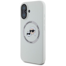 KARL LAGERFELD case for IPHONE 16 compatible with MagSafe KLHMP16SSKCHTCE (Silicone KC Heads) beige