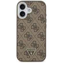 GUESS dėklas, skirtas IPHONE 17, suderinamas su „MagSafe GUHMP17SP4TSRCMW“ (PU 4G W / trikampio logotipas SL), rudas