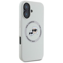 KARL LAGERFELD case for IPHONE 16 compatible with MagSafe KLHMP16SSKCHTCE (Silicone KC Heads) beige