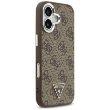 GUESS dėklas, skirtas IPHONE 17, suderinamas su „MagSafe GUHMP17SP4TSRCMW“ (PU 4G W / trikampio logotipas SL), rudas